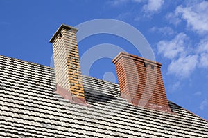 Two brick chimneys