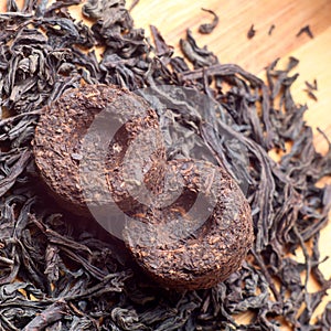 Two bricks of pu-erh