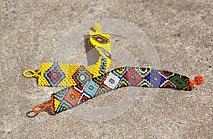 Two Bright Colored Beaded Zulu Wrist Bracelets