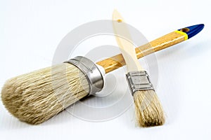 Two bristle paint brushes for DIY decorating