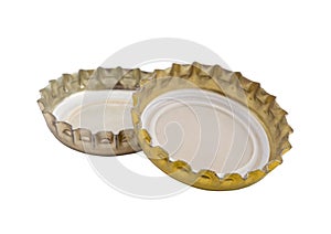 Two Bronze beer corks isolated on the white