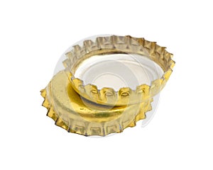 Two Bronze beer corks isolated on the white