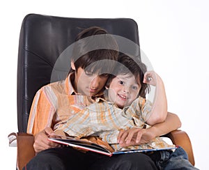 Two brothers with book