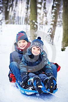 Two brothers on sled