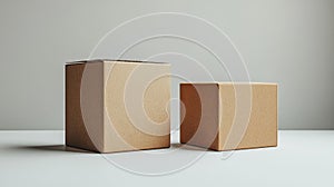 Two Brown Cardboard Boxes on Neutral Background Generative AI