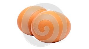 Two Brown Chicken Eggs on White Background oval