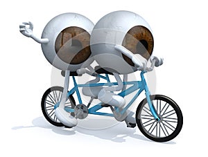 Two brown eyeballs riding tandem