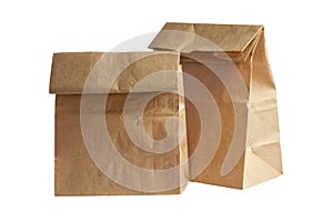 Two Brown Paper Bag Lunch(with clipping path)