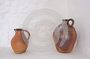 Two brown Pottery Jugs photo