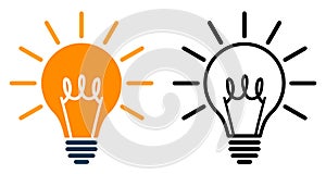Two bulb icon, idea concept, creative bulb sign, innovations â€“ vector