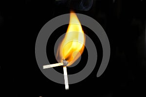 Two burning matchsticks