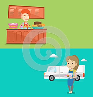 Two business banners with space for text.