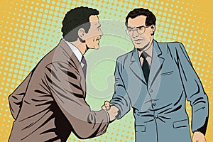 Two business man shaking hands. Stock illustration.