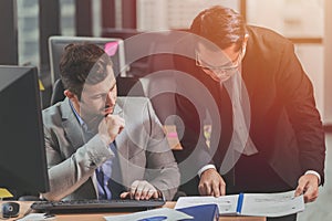 Two business man talking with partner for co-working