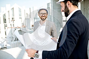 Business people on the structure