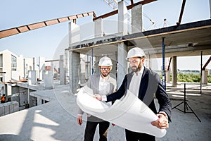 Business people on the structure