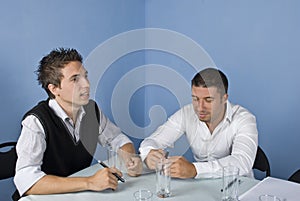 Two business men at meeting