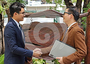 Two business men shaking hands , Successful business concept