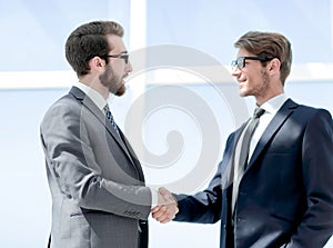 Two business people shaking hands