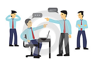 Two Businessman arguing in the office. Concept of workplace bully or office politics