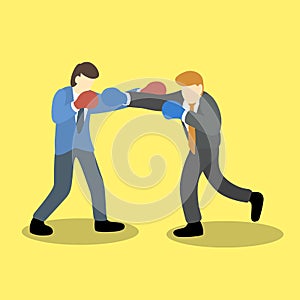 Two businessman boxing