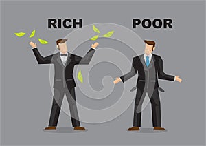 Two businessman with and without money. Concept of inequality or unfair