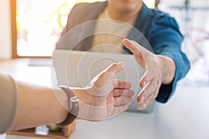 Businessman open hand to shaking hands