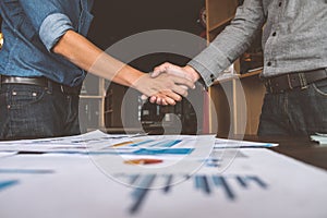 Two businessman people shaking hands with making a deal, Business people shaking hands.