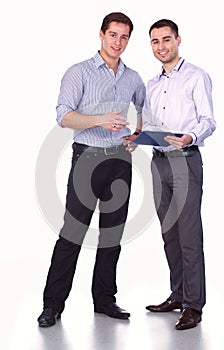 Two Businessman standing on a white background