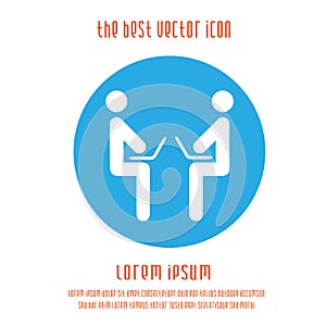 Two businessman working. Office partnership. Vector icon EPS 10