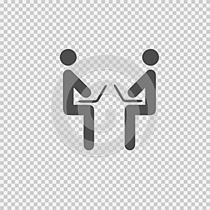 Two businessman working. Office partnership. Vector icon EPS 10