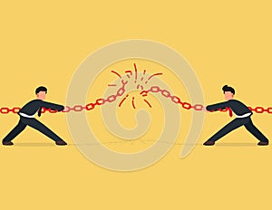 Two businessmen broke the chain. Difficulties overcoming metaphor