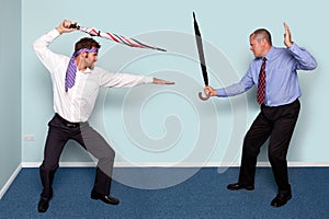 Two businessmen fighting