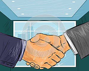 Two businessmen handshake