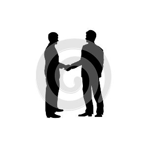 Two businessmen handshake. Men silhouette business colaboration symbol. Agreement concept