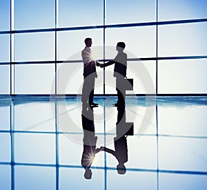 Two Businessmen Handshaking in the Office