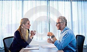 Two businessmen interacting