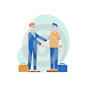 Two businessmen shake hands,Business partnership meeting concept. Vector illustration