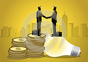 Two businessmen shaking hands vector illustration