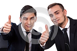 Two businessmen showing ok sign