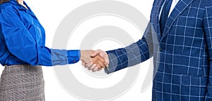 two businesspeople handshaking after contract deal. successful agreement in business deal. businesspeople dealing