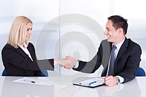 Two businesspeople shaking hand