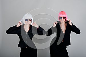 Two businesswoman in glasses for 3d movie