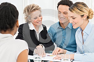 Two Businesswomen Discussing In Meeting