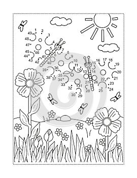 Two butterflies join the dots puzzle and coloring page