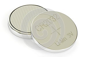 Two button cells, 3D rendering