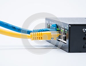 Two cables connected to the router