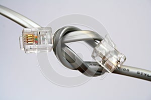 Two cables for data transmission with tips knotted