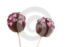 Two cakepops with hearts decoration