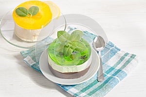 Two cakes with lemon and mint